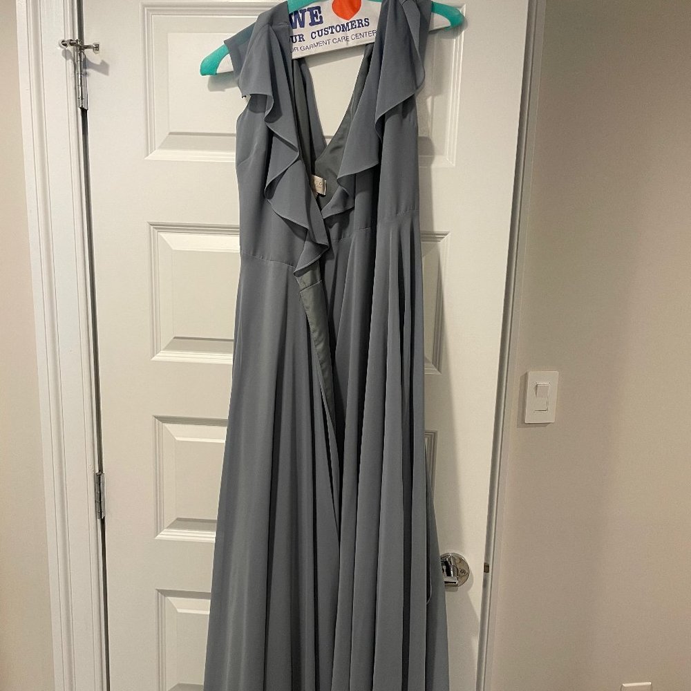 Jenny Yoo Faye Luxe Chiffon in Mayan Blue Size 8 Bridesmaid Dress